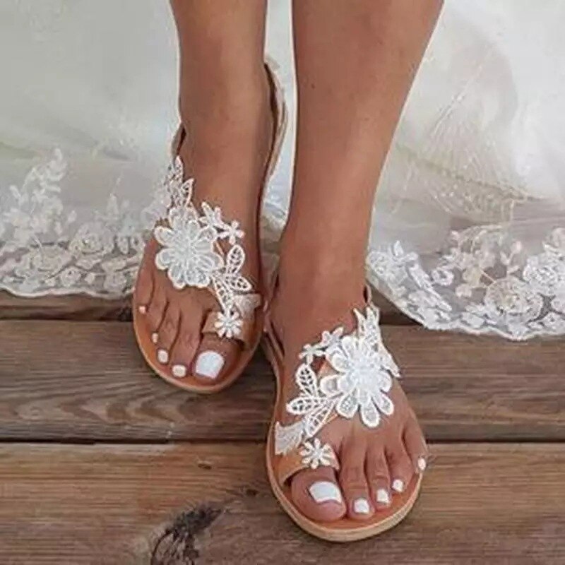 Sommer kvinder flade strand sandaler gladiator hvide blonder damer bryllupssko åben tå romersk sandalias mujer: 5