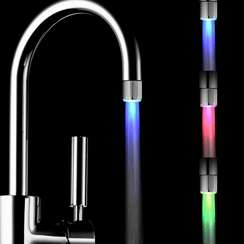 Lumière de robinet LED RGB 3 couleurs changeantes, buse de robinet clignotante, lampe température de robinet aérateur économie d&#39;eau, accessoires de cuisine