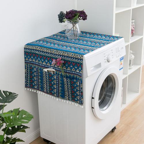 Geometric Rhombus Washing Machine Refrigerator Dust Cover Protector with Pocket: 6