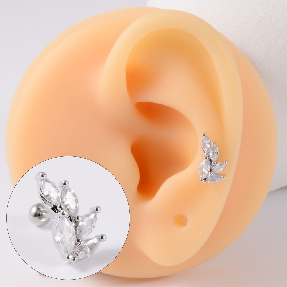 1 pz acciaio inossidabile Cz orecchio Tragus cartilagine orecchini cristallo trasparente fiore lobo elica orecchino bilanciere piercing gioielli per il corpo 20G: Luce di Colore Giallo Oro