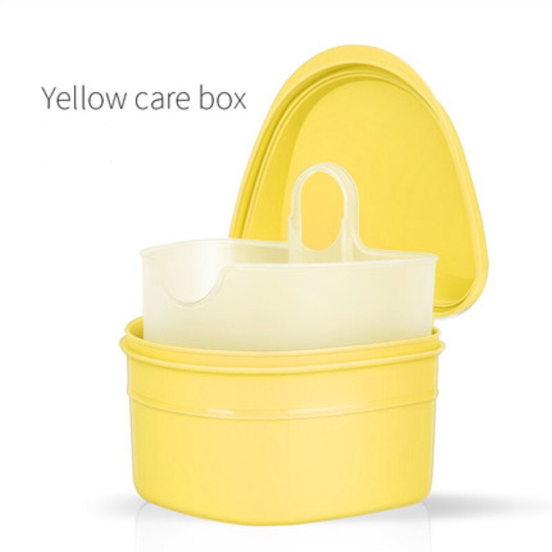 Y-kelin Prothese Doos volledige prothese soaking case prothese container prothese bad doos 4 kleur gratis: yellow