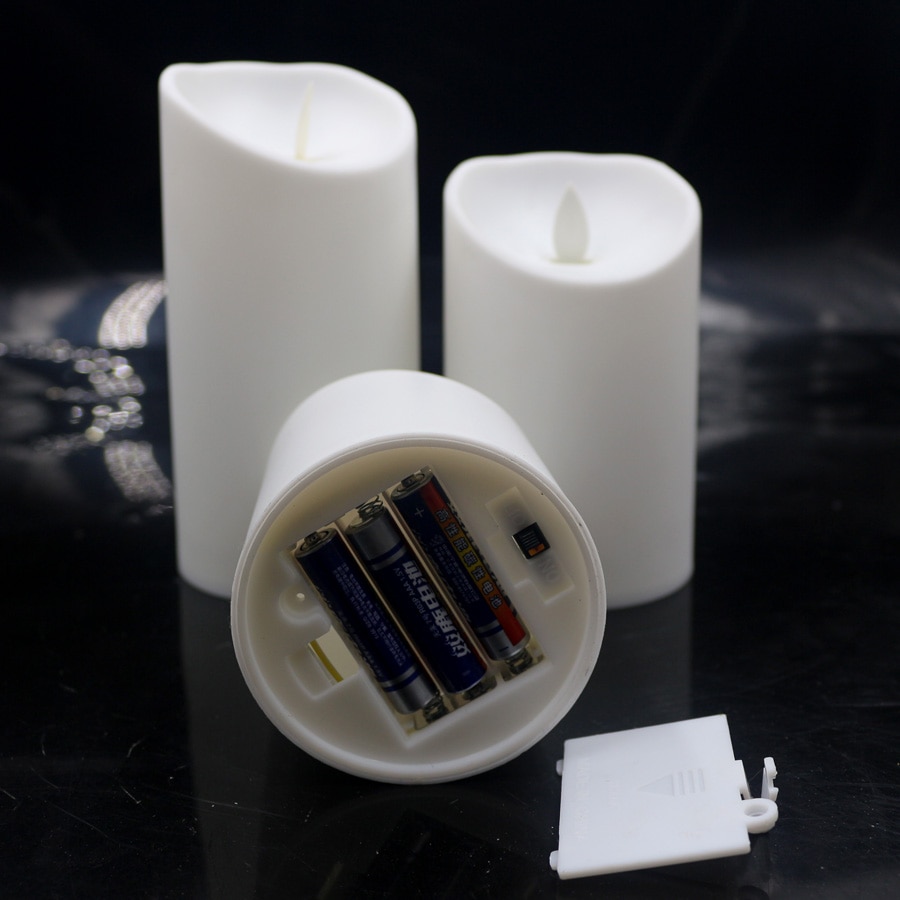 3 unids/set de vela LED sin llama, lámpara de vela con llama amarilla LED, vela operada, luces de noche, de boda, decoración del hogar