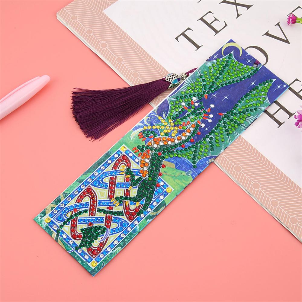 DIY Special Shaped Diamond Painting Leather Bookmark Tassel Book Marks Book Page Mark for Books Christmas Animal, Flower