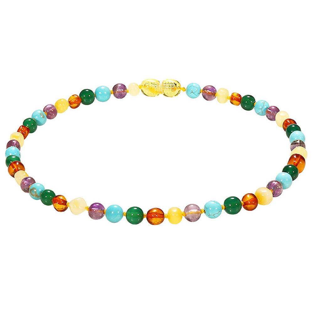 Kids Baltische Retro Kleurrijke Natural Amber Stone Kralen Armband Ketting Handgemaakte Sieraden