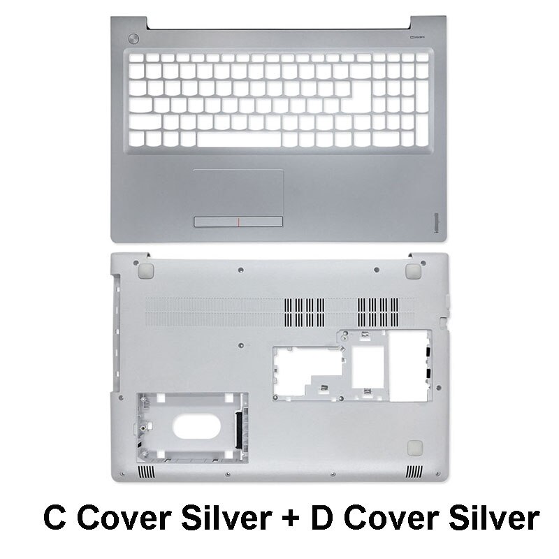 Nowość w lenovo ideapad 310-15 310-15ISK 310-15ABR 510-15 510-15ISK 510-15IKB podpórka na laptopa wielkie etui/dolna obudowa srebrny czarny: CD pokrywa srebro