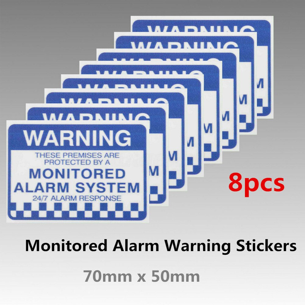 8Pcs Bewaakt Alarmsysteem Opmerking Brief Print Waarschuwing Beveiliging Stickers Verwijderbare Breng Waterdichte Pvc Praktische Kantoor