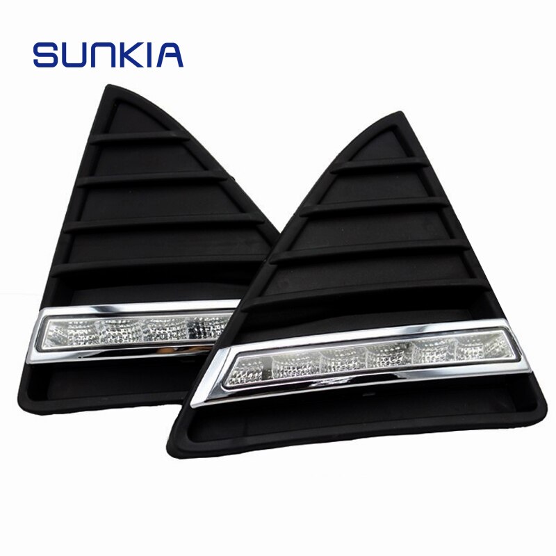 Sunkia 2 Stks/set Waterdichte Led-dagrijverlichting Drl Voor Ford Focus Met Knipperlichten Lights