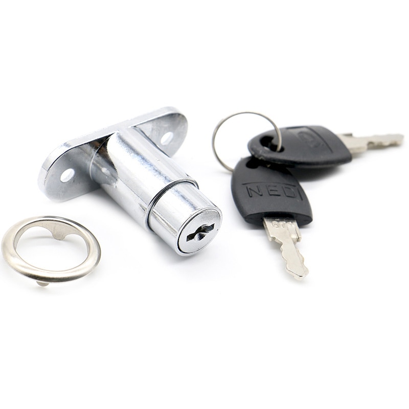 Chrome Finish Zinc Alloy Push Plunger Lock for Drawer Desk Wardrobe Cabinet