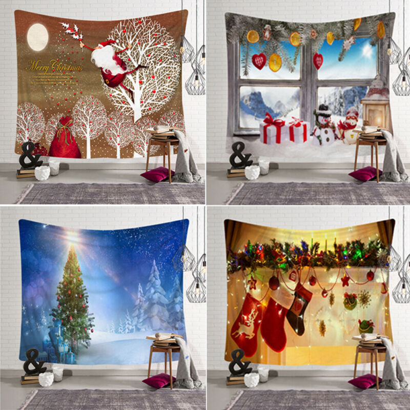 Tapisserie murale en tissu imprimé de noël | Tapisserie psychedelique à la , décoration murale Festive pour la maison