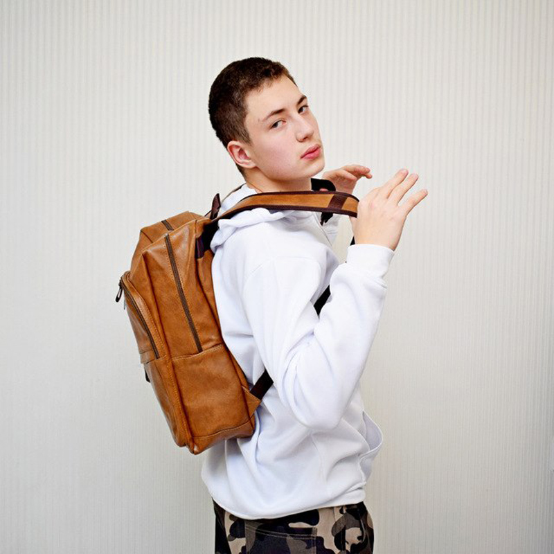 hommes sac à dos étanche en cuir PU sac de voyage homme grande capacité adolescent mâle Mochila sacs à dos d'ordinateur portable