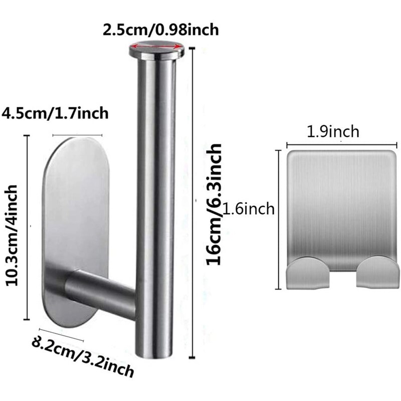 Lijm Toiletrolhouder Met 2 Adhesive Haken, Zelfklevende Toiletrolhouder Voor Badkamer Keuken Stok Op Muur