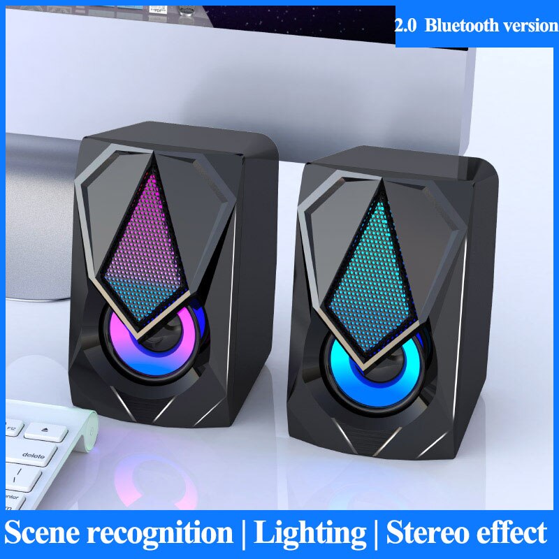 USB Wired Computer Speakers bluetooth speaker column Subwoofer Audio Speaker Multimedia Loudspeaker for Laptop Desktop Phone: 2.0 bluetooth Ver
