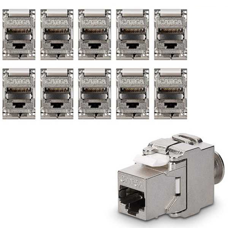 Network Cat6A Toolless Keystone Jack Module Full Shielded RJ45 Socket to LSA Toolfree Termination