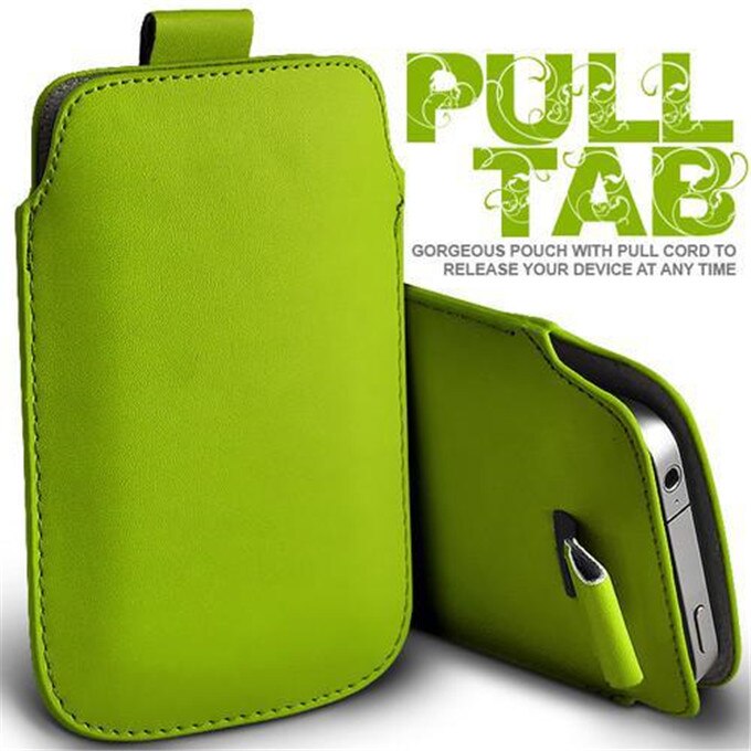 Voor Iphone 4 4S 4G Case Universal Pull Tab Pu Leather Sleeve Pouch Tassen Telefoon Gevallen Voor IPhone4 fundas Tas Voor IPhone4S Coque: green