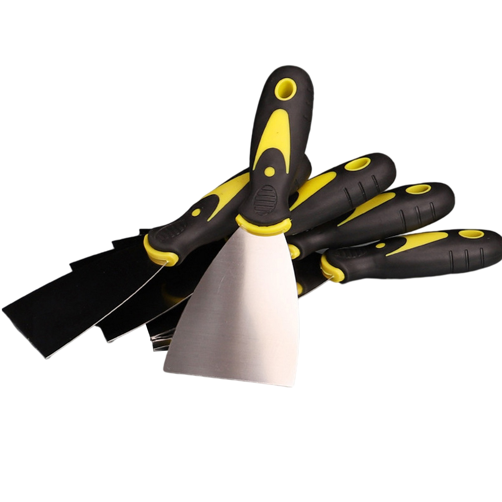 Cuchillo rascador de masilla de 8 piezas, pala raspadora con mango de plástico de acero inoxidable, herramienta de mano para enyesado de pared, herramientas de construcción