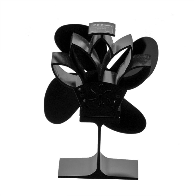 Fireplace 4 Blades Heat Powered Black Stove Fan Log Wood Burner Eco-fan Quiet Home Fireplace Fan Efficient Heat Distribution