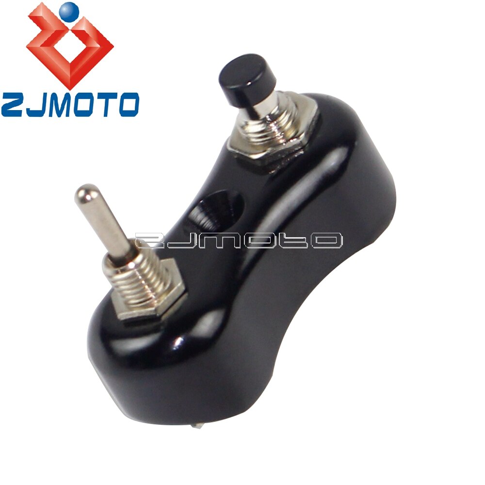 Old School Motorcycle Low Profile Switch Block Button For Harley Cafe Racer Bobber w/ 1" 7/8" Handlebar Retro Switch Black