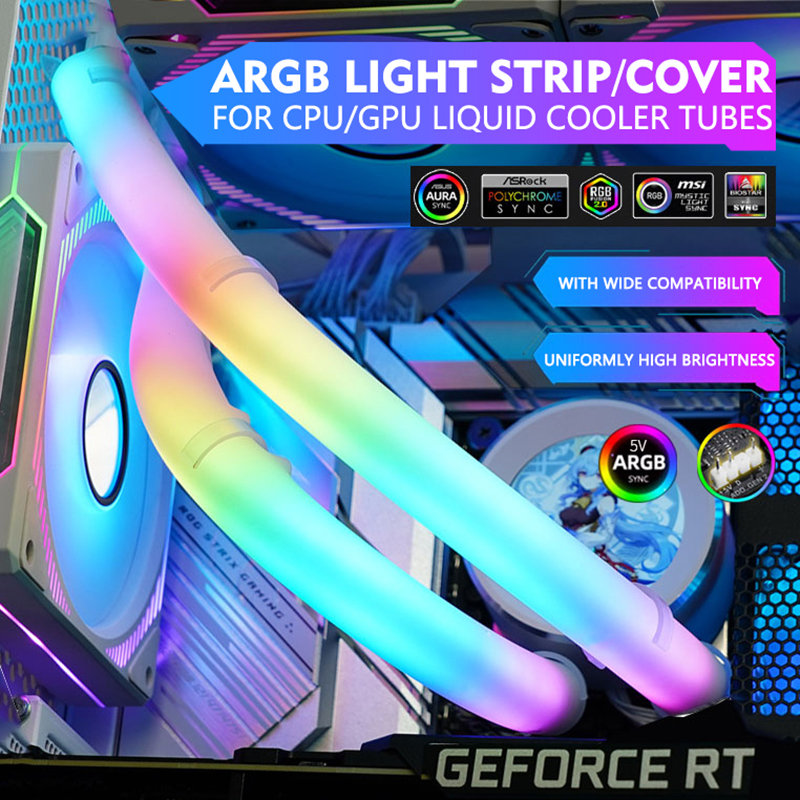 JUMPEAK Flexible 5V ARGB LED Tube néon bande lumineuse housse pour PC de jeu 120 240 360 AIO CPU eau liquide refroidisseur Modding