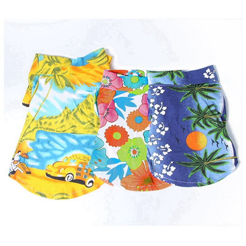 Hond Lente Zomer Gedrukt Strand Overhemd Hond Casual Reizen Kleding Bloemen Korte Mouw Shirts