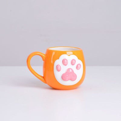 Coffee Mug Ceramic Cat Paw Ceramic Drinking Cup with Lid Milk Mugs Breakfast Oatmeal Cup Cartoon C Cup Caneca: G
