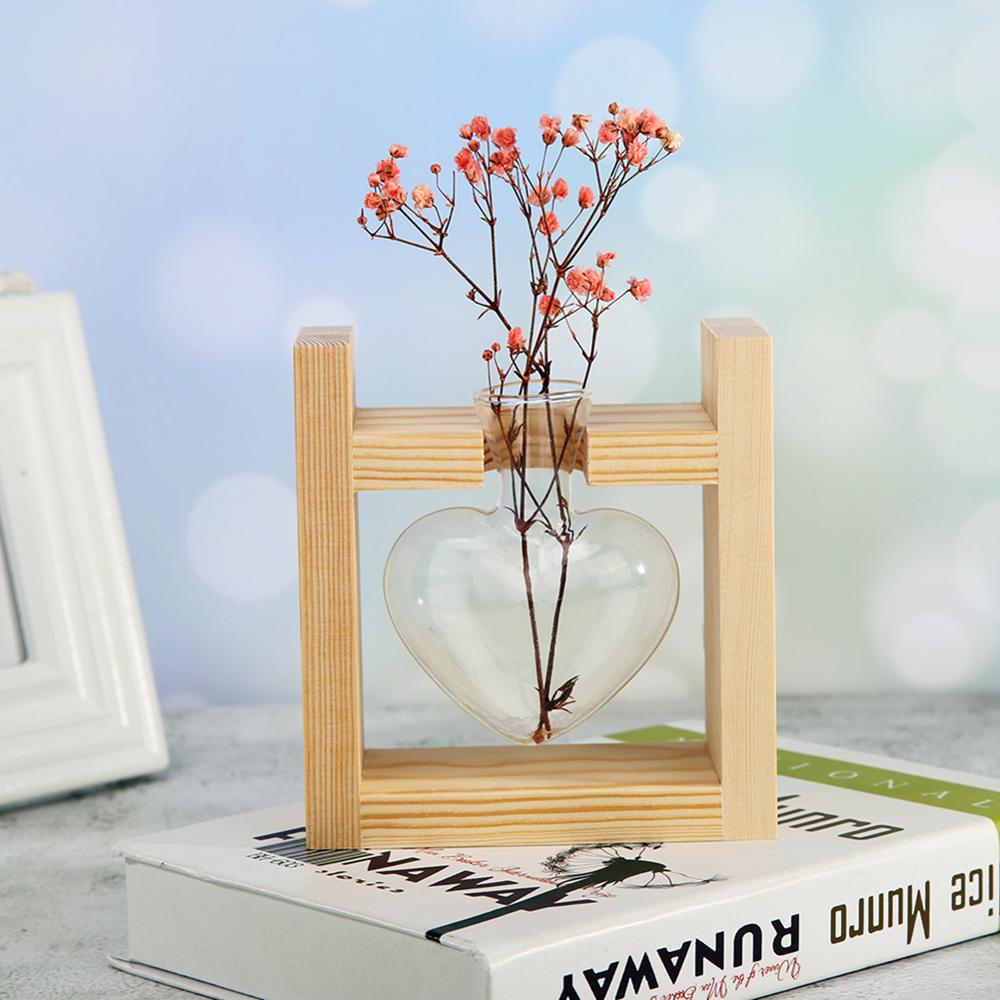 Glas En Hout Vaas Planter Terrarium Tafel Desktop Hydrocultuur Lade Home Decor Plant Bonsai Bloempot Opknoping Potten Met Houten: Roze