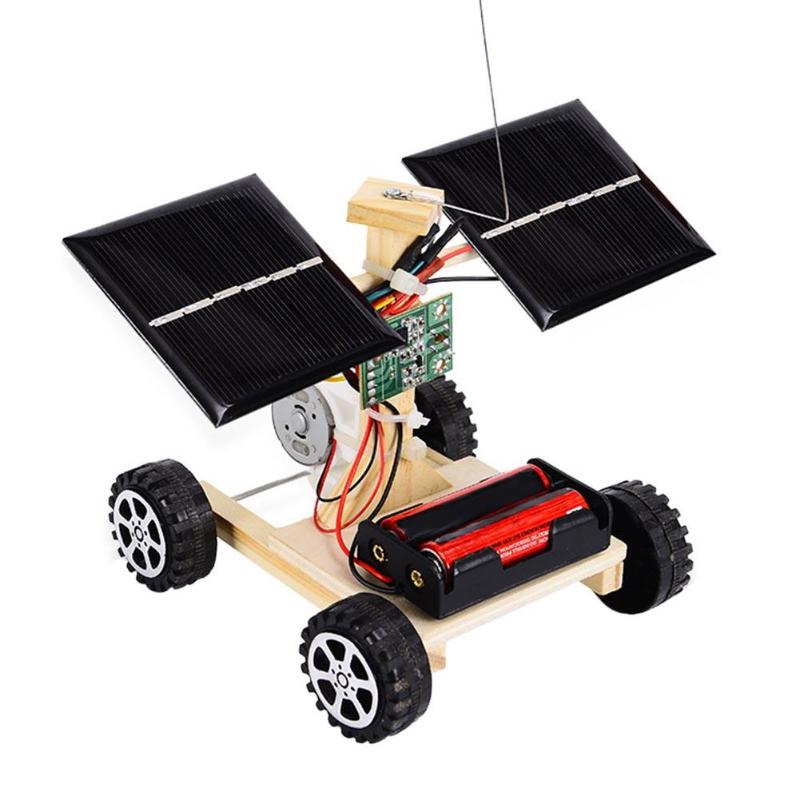 Assembly Rc Toys Diy Mini Wooden Car Wireless Remote Control Vehicle Model Diy Solar Car Kids Toy Science Educational Toy