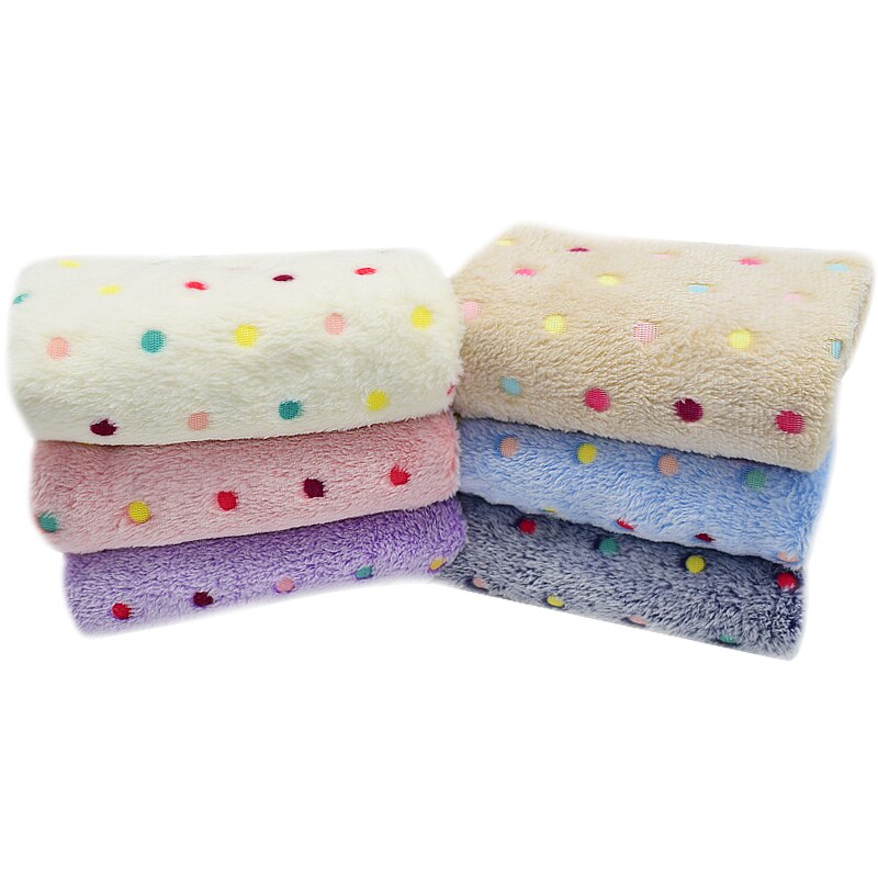 Couverture polaire chaude et douce pour lit de chat et de chien, imprimée à pois, coussin pour animaux de compagnie, tapis pour petits, moyens et grands chiots