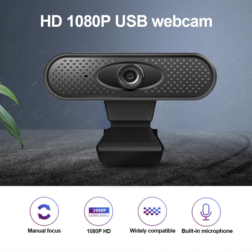 Full HD 1080P Webcam USB PC Computer Camera with Microphone Driver-free Video Webcam for Online Teaching Live Broadcast