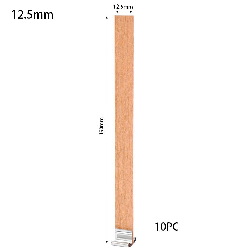 10PC Wooden Candles Wick With Sustainer Tab Candle Wick For DIY Candle Making Supplies Handmade Soy Parffin Wax Wick 6-13cm: 12.5x150mm-10PC