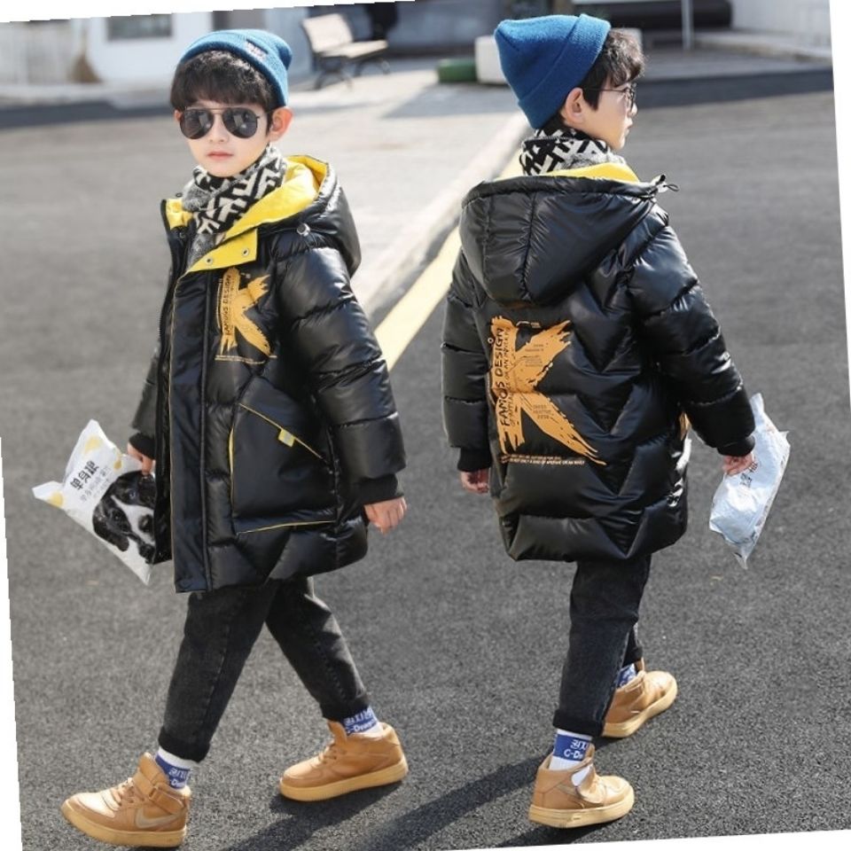 Menino inverno parka acolchoado jaqueta engrossado longo crianças acolchoado casaco com capuz casual adolescente crianças plus cashmere roupas para crianças