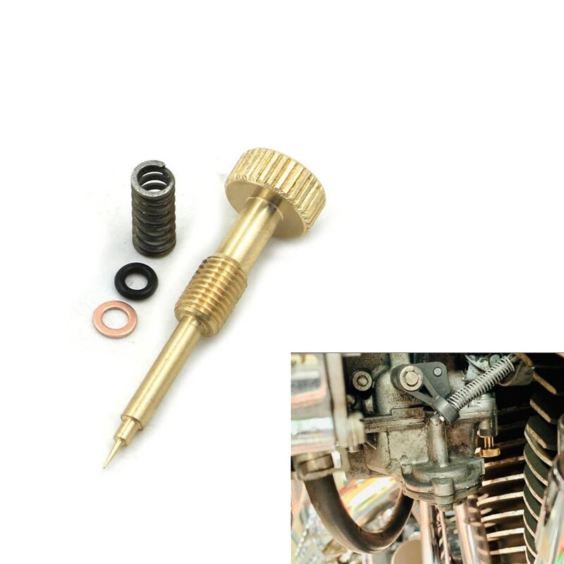 Stock para carburador KEIHIN CV 1990 - 2006 Harley CNC, tornillo de mezcla de ralentí de ajuste de carburador, un resorte de tornillo de riqueza de latón
