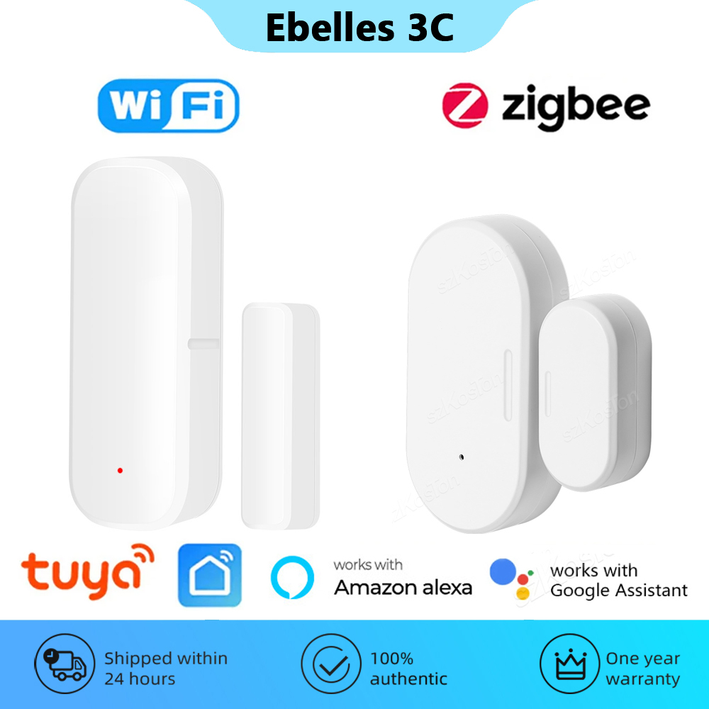 Tuya Zigbee – capteur de porte WiFi, système d'alarme de sécurité domestique intelligent, détecteur d'ouverture et de fermeture de porte fenêtre, application Smart Life pour Alexa Google