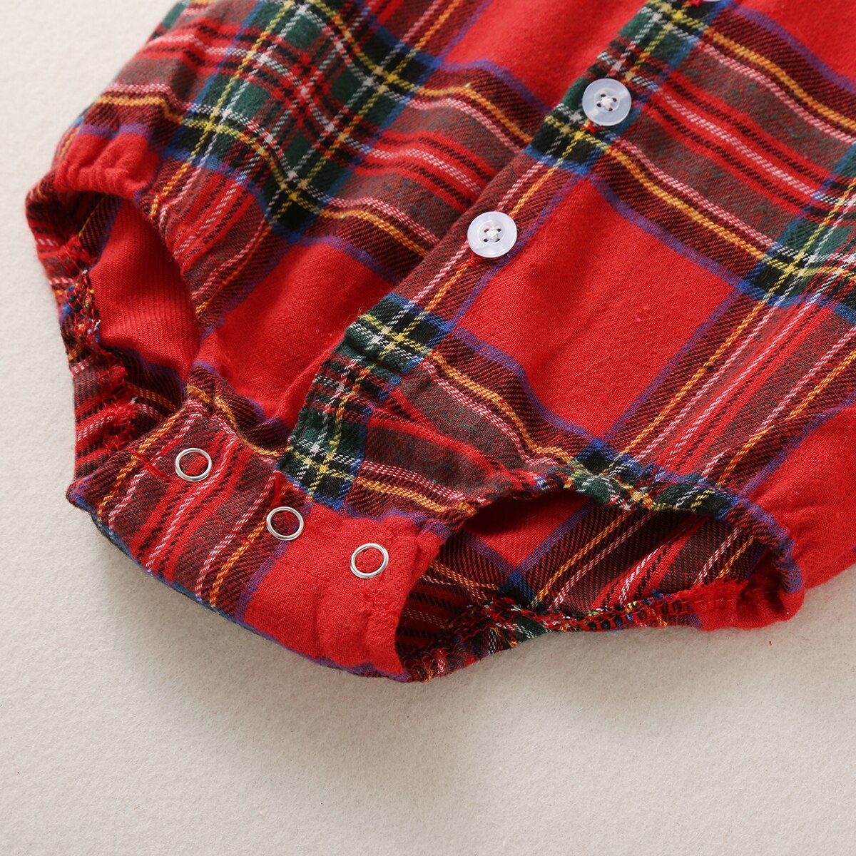 Citgeett lente herfst baby jongens peuter rode geruite knoop lange mouwen bodysuit strik kerst herenkleding