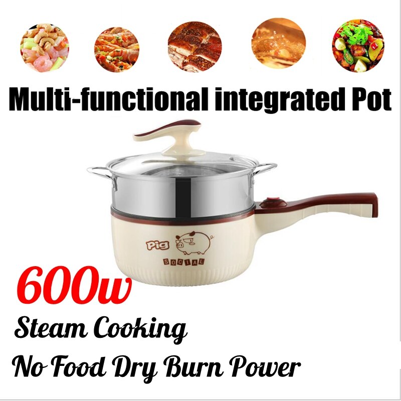 Multi-functional Electric Cooker Cooking Machine Pot Single/Double Layer with Steamer Pot Noodles Egg Rice Soup Cooker Home