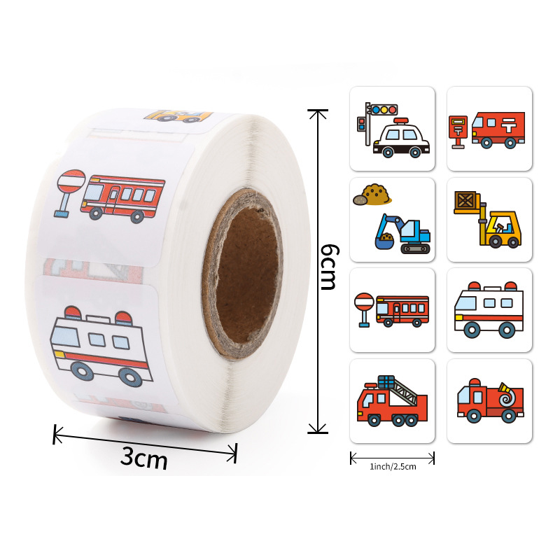 500 Stuks Cartoon Transport Auto Labels Stickers Kinderen Beloning Puzzel Stickers Verjaardagsfeestje Cadeau Decoratief Label Scrapbooking: WHITE