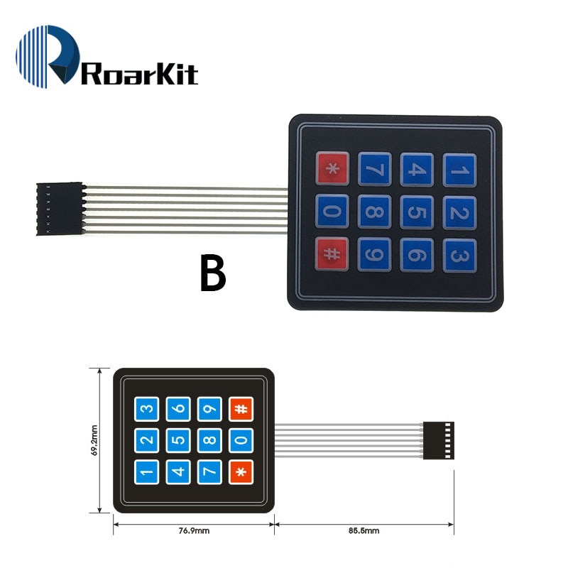 1*2 3 4 5 tastknapper membranbryter 3*4 4 x 5 matrix array tastatur 1 x 6 tastatur med led kontrollpanel pad gjør-det-selv-sett for arduino