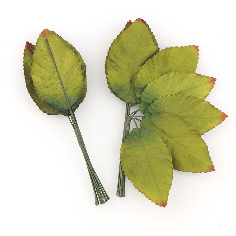 Ongeveer 10-13 Stks/Bos Kunstbloemen Simulatie Rose Plastic Groen/Geel Blad Nep Zijde Bloemen Voor bruiloft Decoratie: 4