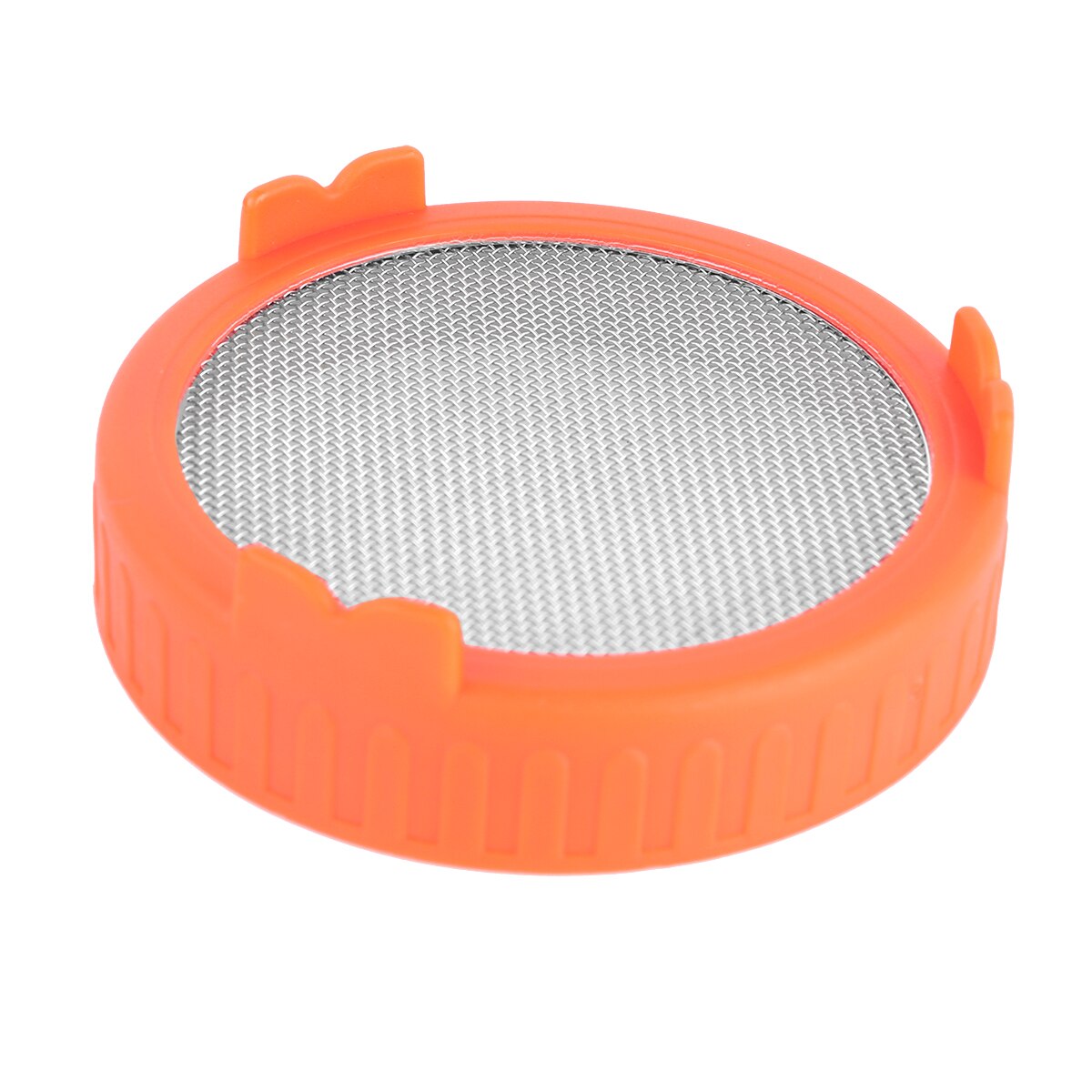 Tapa de brotación de tarro Mason de boca ancha de plástico de 86mm con filtro de pantalla de malla de acero inoxidable para hacer semillas de brotes orgánicos: Orange