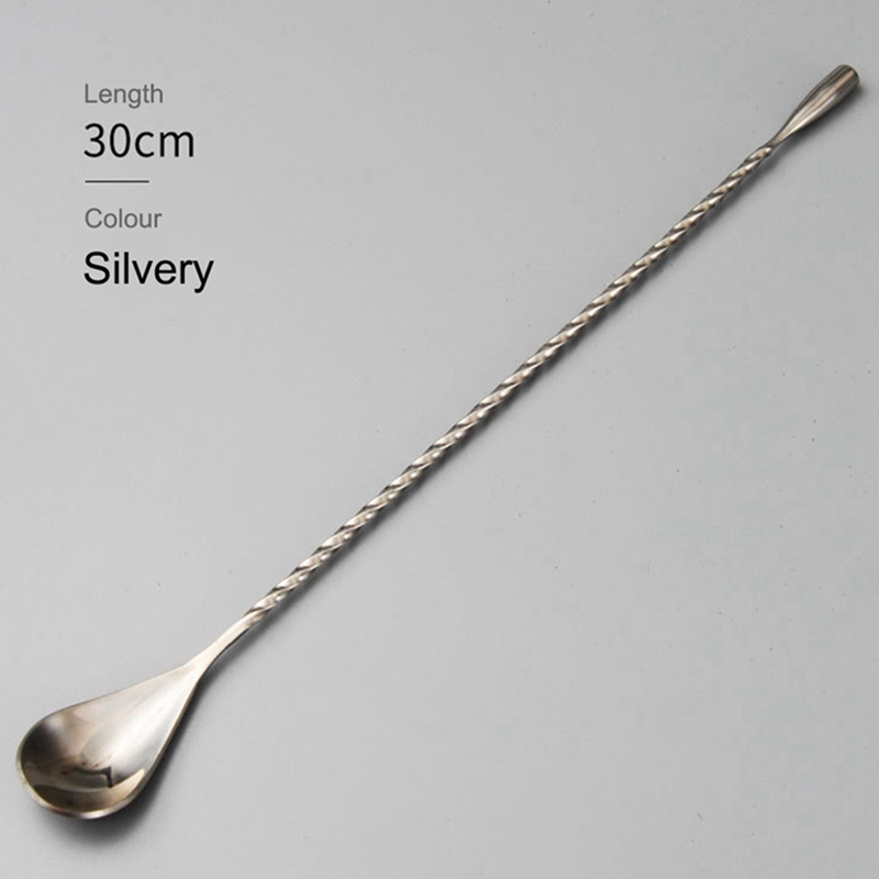 Stainless Steel Mixing Cocktail Spoon Spiral Pattern Bar Teadrop Spoon Stir Spoon Bar Tool