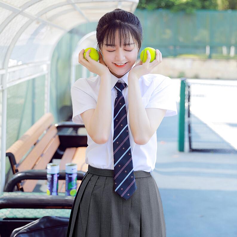 Japanischen GRAU schuluniform JK kurz-hülse o-ansatz ausgestattet taille hemd Japan orthodoxie Shirt falten Felsen JK Uniform einstellen