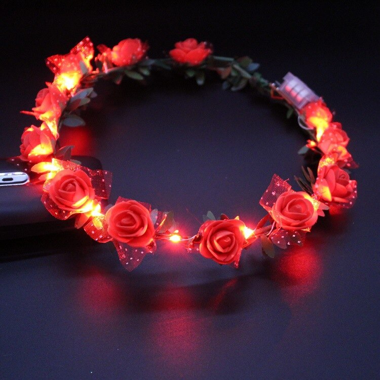 Vrouwen Meisje LED Knippert Lichtgevende Licht Bloem Hoofdband Haarband Hoofddeksels Kerst Bruiloft Glow Party Supply: 5