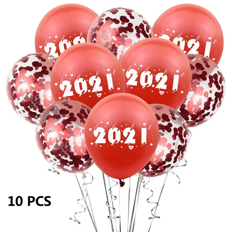 10/15 stk balloner 12 tommer lykkeligt årstal trykt latexballoner år tema fest dekoration balloner: Rød 10 stk
