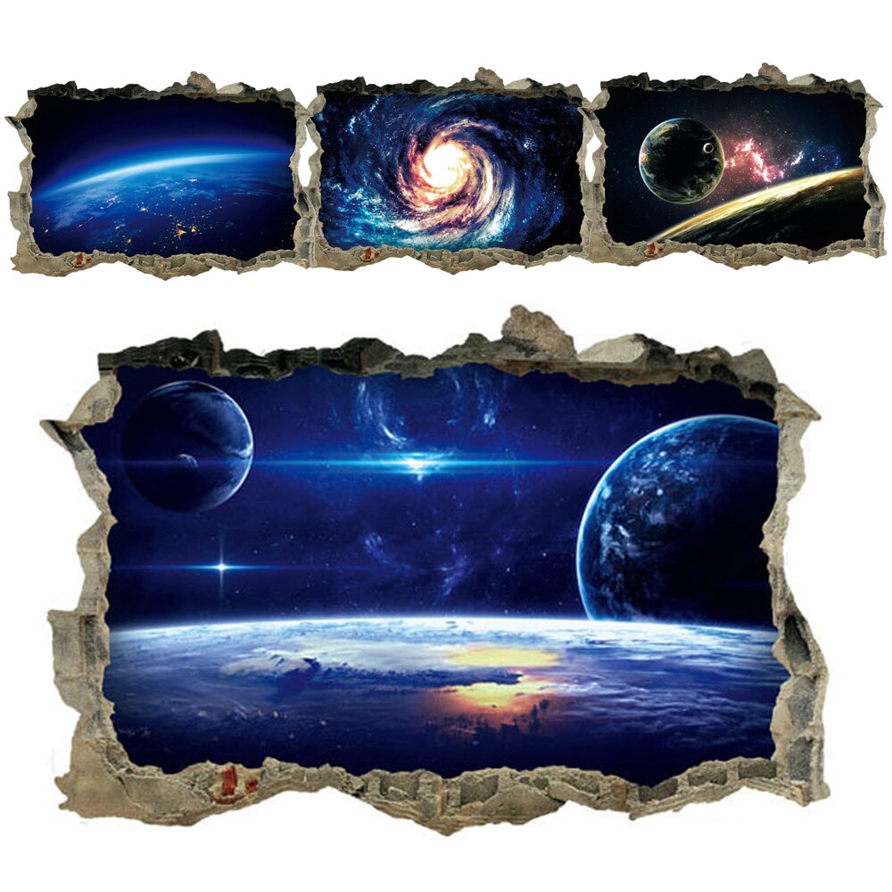 3D Universe Galaxy Wall Stickers For Ceiling Roof window sticker Mural Decoration Personality Waterproof Floor Sticker