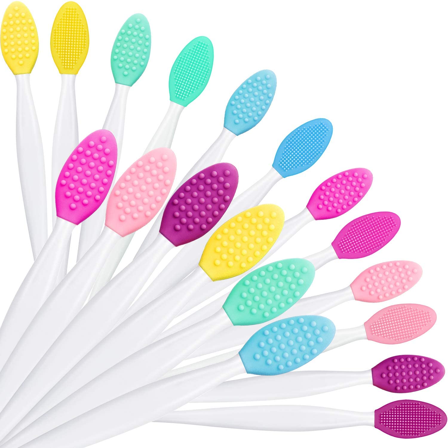 20Pcs Exfoliërende Lip Borstel Neus Borstel Dubbele Kant Zacht Siliconen Lip Scrub Tool & Neus Meeëter Verwijder Borstel