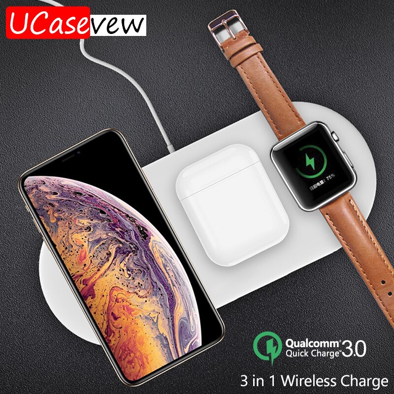 Qi Draadloze Opladen Pad 10W Quick Charge Voor Iphone 11 Pro Xs Max Usb Draadloze Horloge Oplader Voor Apple iwatch 2 3 4 5 Ipods Pro