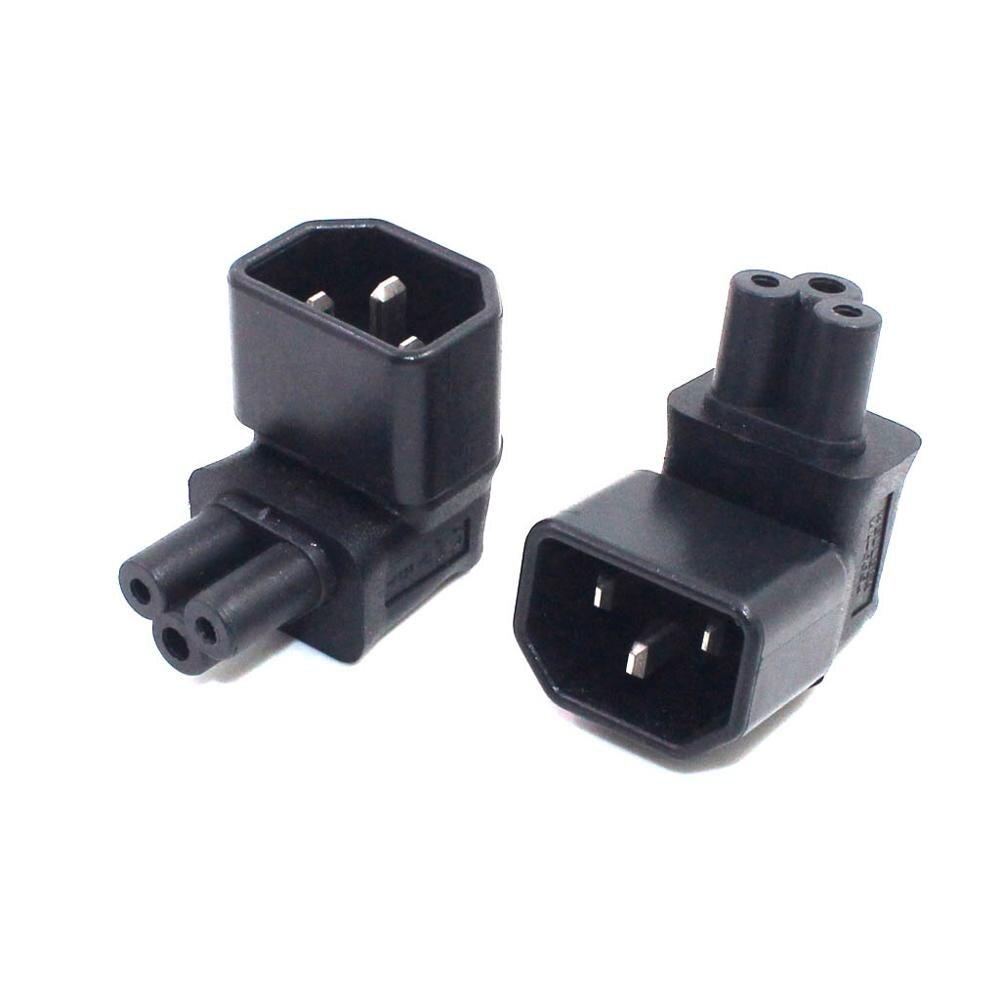 IEC 320 C14 to C5 3 Pin Angled Power Adapter Male to Female Angled Converter for Notebook Charger
