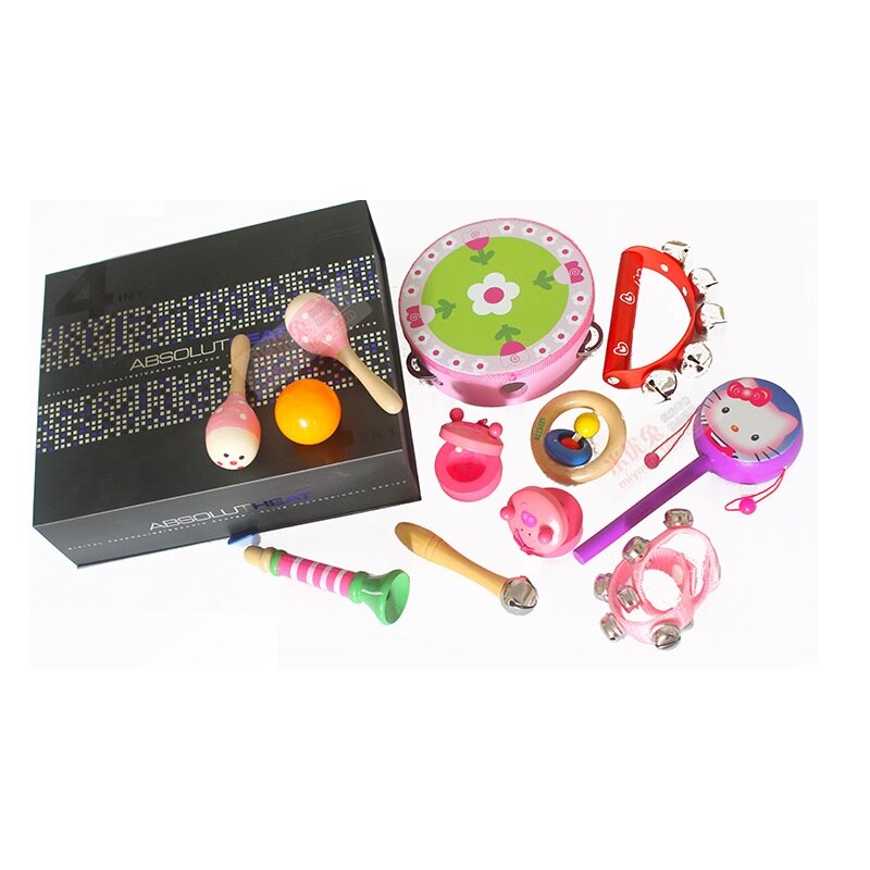 13 stk. orff børnehavepædagogisk legetøj tidligt barndomsmusik percussion til dreng og pige: Lyserød kombination