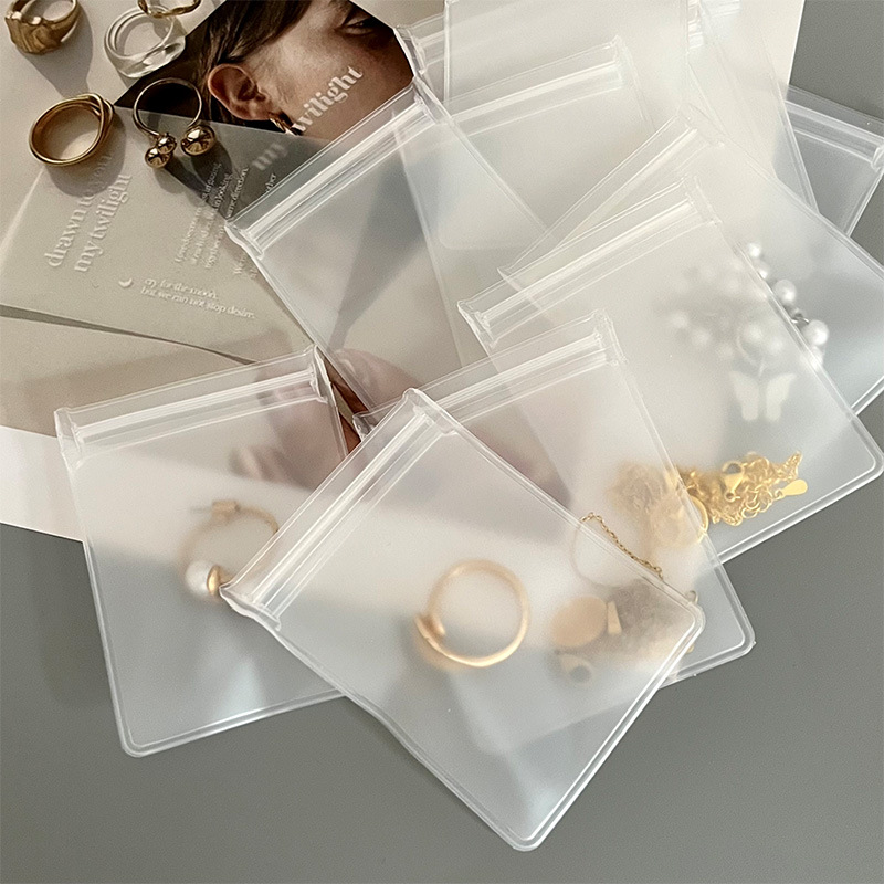 10 stuks transparante, matte, kleine plastic zakjes met ritssluiting, sieradenopbergzakjes, doorzichtige eva-zakjes met zelfsluitende sluiting.