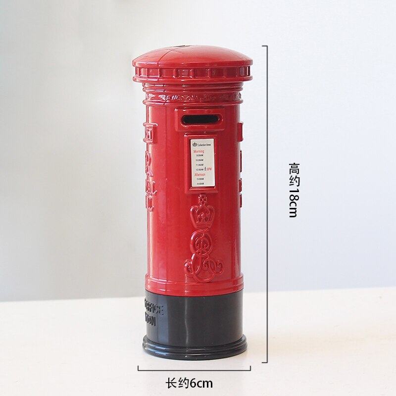 Retro stil sparegris uk london telefonboks postkasse model sparegris hjem metal dekorationer børns dag: 1