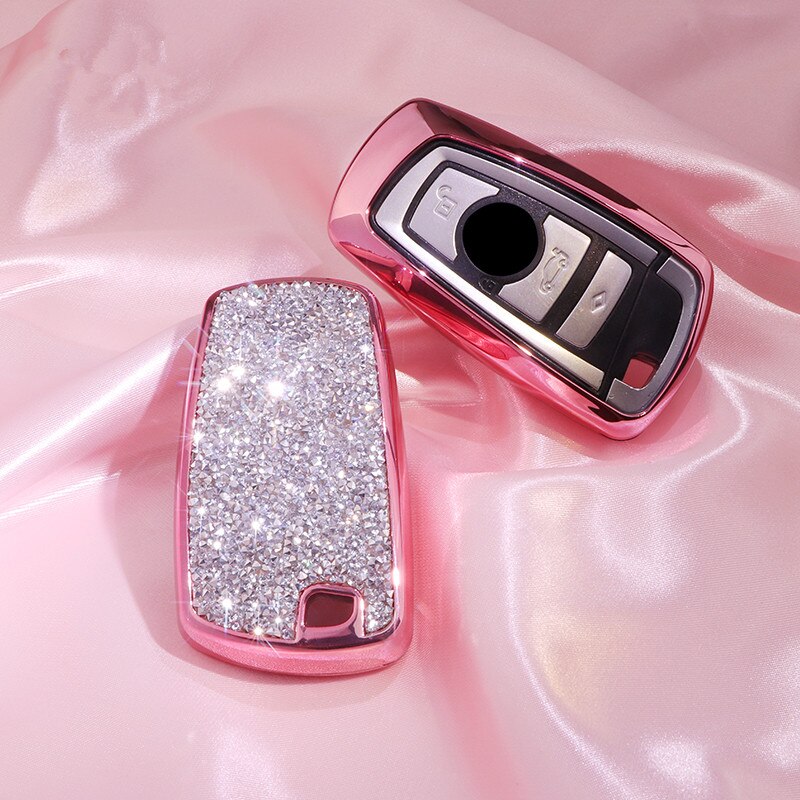 Luksuriøst stjerneklar bling krystal diamant bilnøglertaske til bmw 1/3/5/7 serie  x3 m2/3/4/5/6 interiør tilbehør nøglering